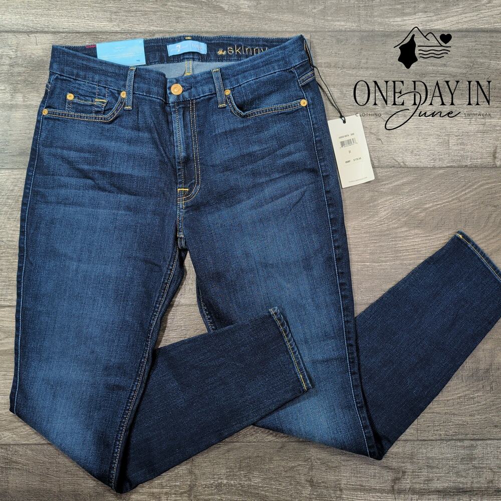 7 For All Mankind The Skinny Bair Super Skinny Jeans Dark Wash NWT Size 12 (31)
